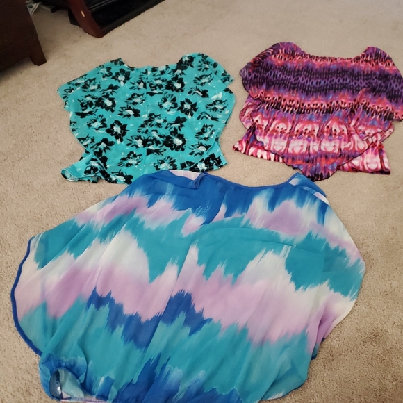 3 XL blouses 2 notations chiffon overlay keyhole neck 1 Sweet Pea semisheer - Picture 12 of 12